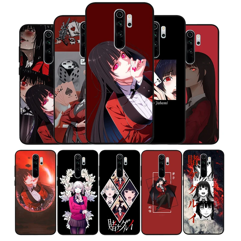 xiaomi leather case design Crazy Excitement Manga Kakegurui Black Soft Phone Case For Redmi 9 8 6 7A 6 Plus NOTE 9 8 7 6 5 PRO 9S 8T Luxury printed shell phone cases for xiaomi