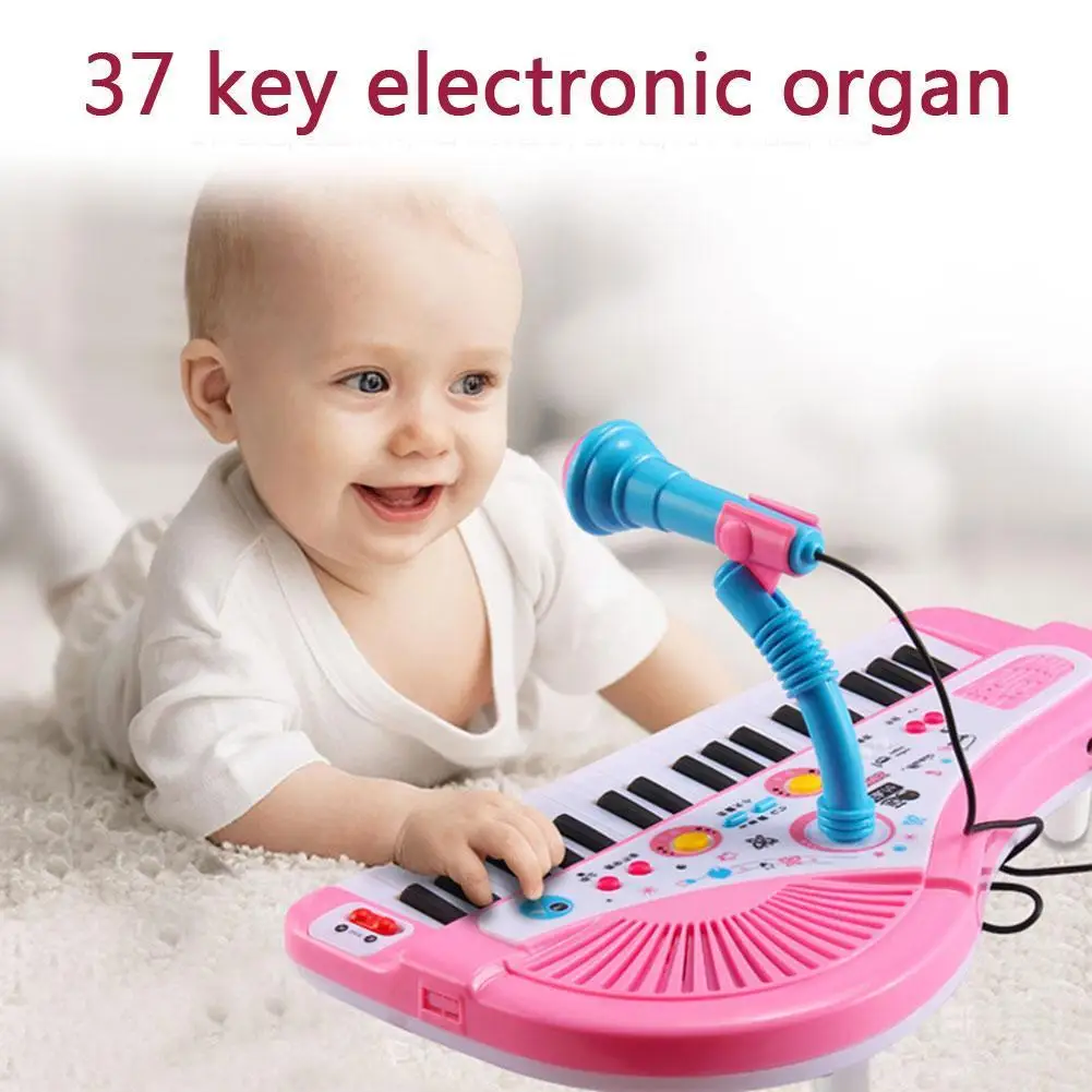 

Children's Piano 37 Keys Mini Electronic Organ Music Teaching Instrument Toy Microphone Keyboard Musical And Educational Pi I8E7