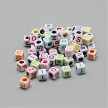 

500g Opaque Acrylic Beads Cube with Letters Mixed Color 6.5~7x6.5~7x6.5~7mm Hole: 3.5mm about 2000PCS /500g