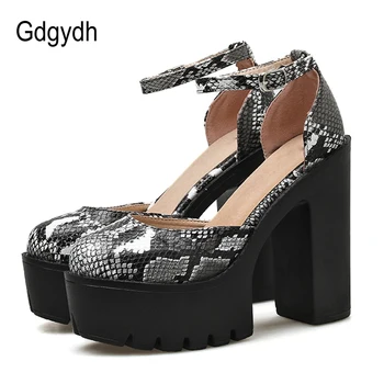 

Gdgydh Fashion Snake Print Shoes High Heels Platform Dorsay Pumps Women Buckle Strap Punk Style 2020 New Spring Summer Drop Ship