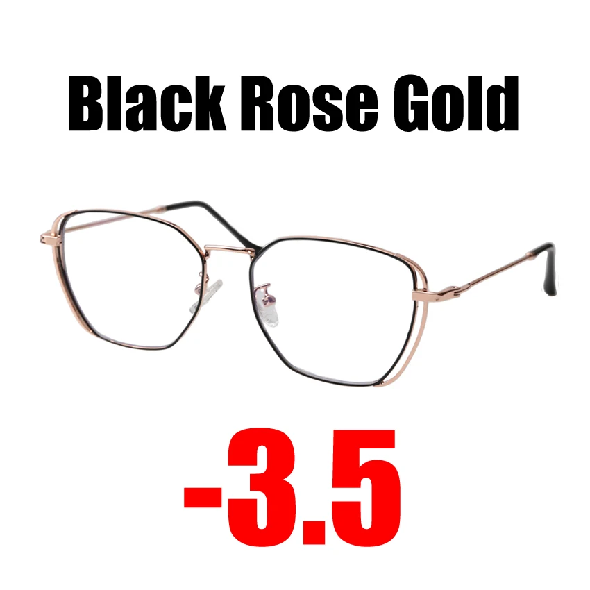 Black Rose Gold -3.5 SOOLALA Рецептурные очки для близоруких женщин очки для близоруких Компьютерных Очков оправа диоптрий-1,0-1,5-2,0-2,5-3,0-4,0 - Цвет оправы: Black Rose Gold -3.5