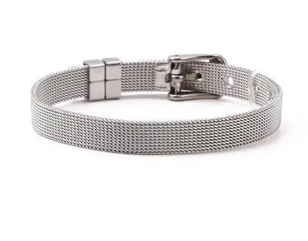

10pcs/lot 8mm wide 210mm length Silver Color Stainless Steel Wristband Bracelet fit for 8MM diy slide letters charms