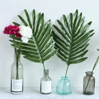 

24 PCS Artificial Palm Leaves with Stems Tropical Plant Faux Leaves Safari Leaves Hawaiian Luau Party Jungle Beach Birthday Deco