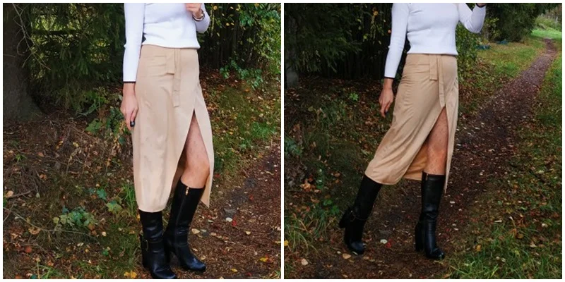 Office suede leather long skirt female autumn and winter high waist split sexy skirt service ladies long skirt