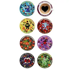 Деревянный Теплоизоляционный стол коврик круглый коврик влагостойкий напиток Нескользящие подставки Хэллоуин тематическая живопись для кафе