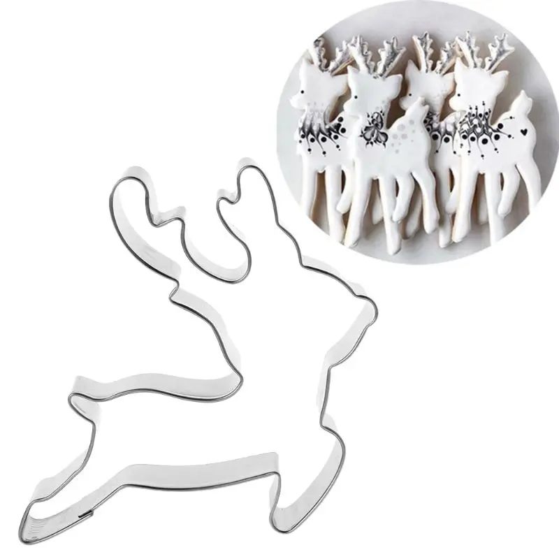 Stainless Steel Cookie DIY Tools Pastry Cookie Cutter Biscuit Mould Christmas Deer Reindeer Mould Cake Decor