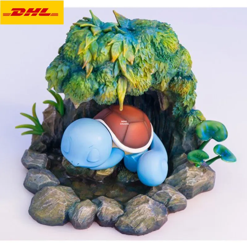 

6" Anime Animal Statue Simulation Art Craft Bust Squirtle Full-Length Portrait Sleep Series GK Action Figure Toy BOX 16CM V644