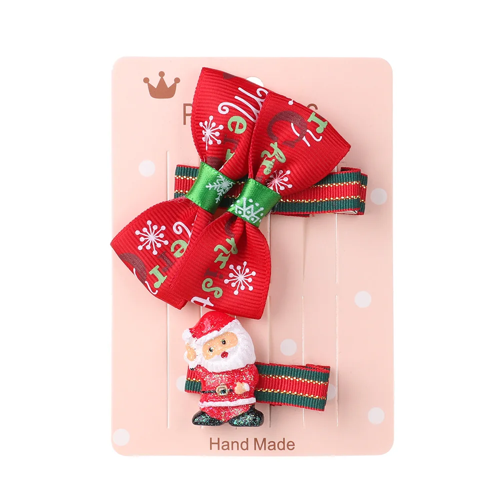 2 2Pcs Children Girls Shiny Xmas Hair Clips Santa Claus Snowflake Hairpins Cartoon Lovely Hair Accessories Christmas Gifts - Цвет: 2