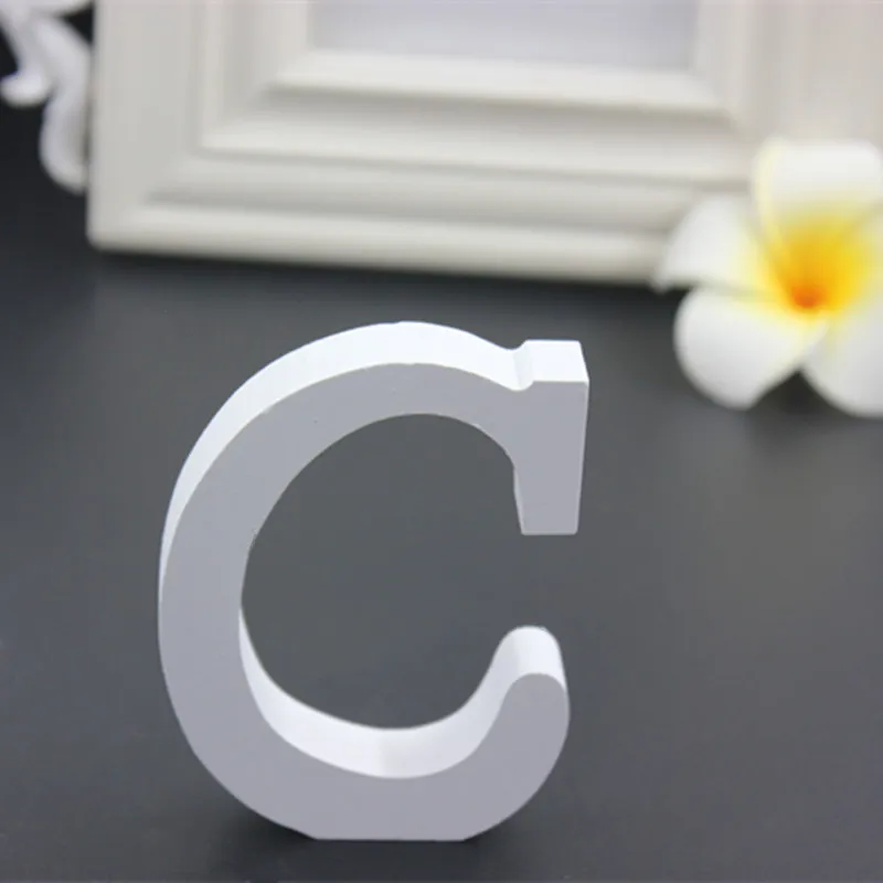 1pc 8CM White Wooden Letters English Alphabet DIY Personalised Name Design Art Craft Wedding Home Decor letters room decoration - Цвет: ZM-C