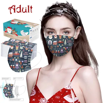 

Adult's Mask Disposable Christmas FaceMasks 3Ply Protective mask for face mouth Earhook masque 50PC/BOX Breathable mascaras