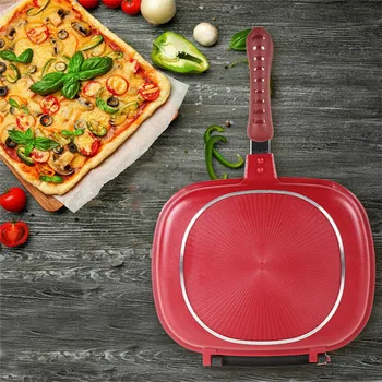 

TTLIFE NEW 28cm/32cm Double Side Grill Fry Pan Cookware Stainless Steel Double Face Pans Durable Pancake Pan Cookware