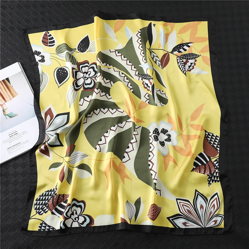 New Design Print Lady Silk Square Neck Scarves Foulard Neckerchief Floral Hair Scarf Bandana Hairband 2021 Fashion |