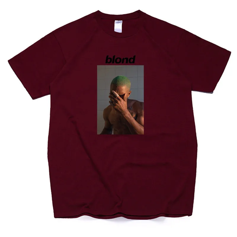 Мужская футболка Frank Ocean Blonde хип-хоп Rap, футболка унисекс, хлопок, футболка Homme Singer Harajuku, рубашка - Цвет: T99B-deepred