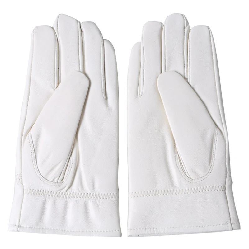 Men's Winter Warm Ceremonial Sheepskin Short Gloves Police Mittens Full Finger sporting Gloves Fashion Genuine Leather winter gloves ski gloves leather gloves