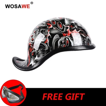 

WOSAWE Motorcycle Helmet Vintage Motorbike Half Helmet ABS Shell German Skull Cap Scooter New Style Chopper Helmet Men