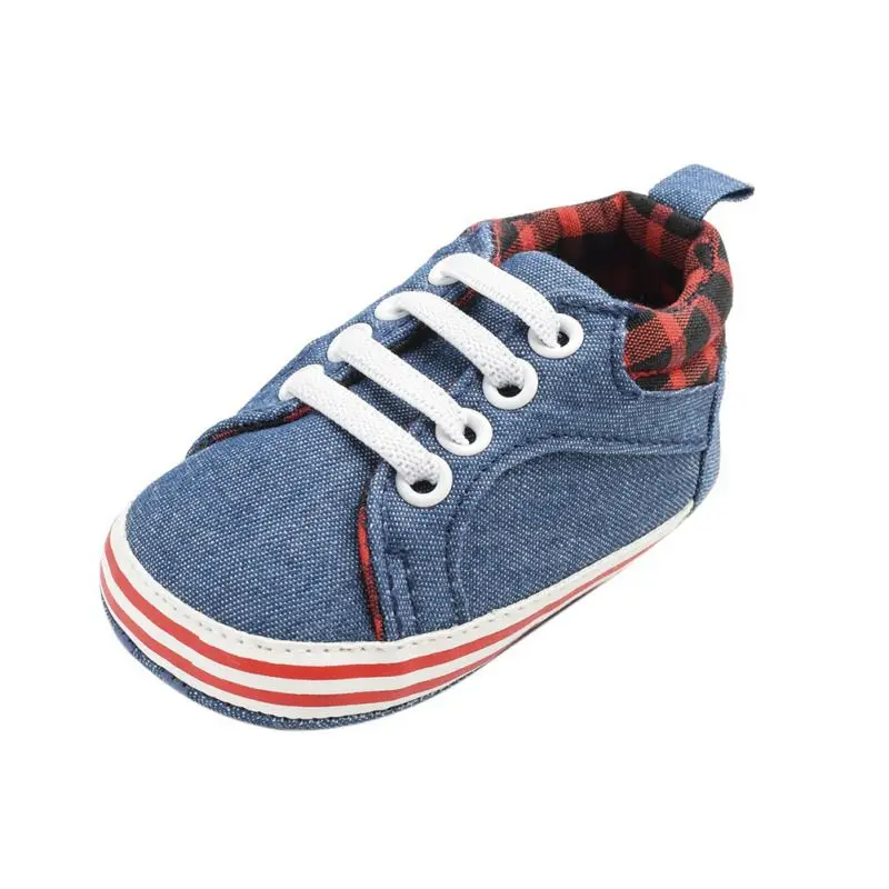 Summer Baby Boys First Walkers Breathable Stripe Print Anti-Slip Shoes Sneakers Toddler Soft Soled 0-18M - Цвет: L