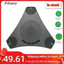 Aibecy-Micrófono de conferencia con altavoz USB, accesorio omnidireccional para ordenador, captación de voz de 360 ° con tecla de silencio para videoconferencia