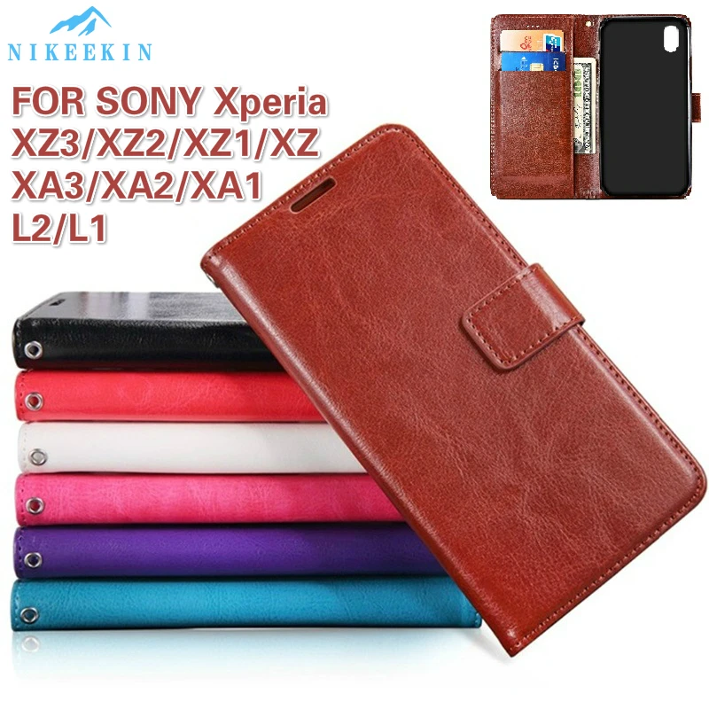 Магнитный чехол для Sony Xperia XA3 Ultra XA2 XA1 Plus L2 L1 кожаный бумажник XZ3 XZ1 XZ2 премиальный с