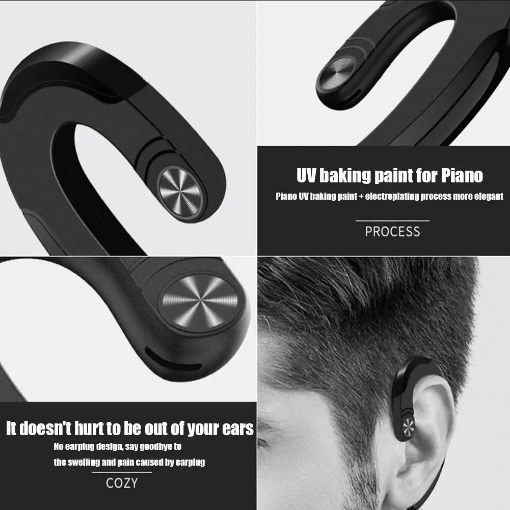 1pc Portable Sports Earphone Wireless Bluetooth Ear Headphones With Headset Hook Cordless Mic U3W2