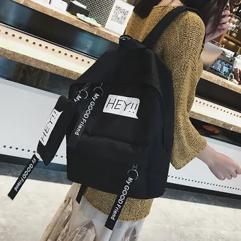 

Girl Backpacks School-Bags Mochila Embroidery Female Fashion Student Cartoon Blacl