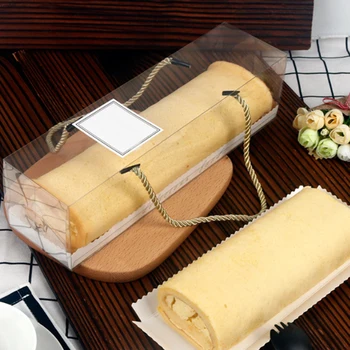 

10Pcs Transparent Gift Box Portable Medium Cake Packaging Box Roll Party Plastic Cake/Candy Box Container Holder