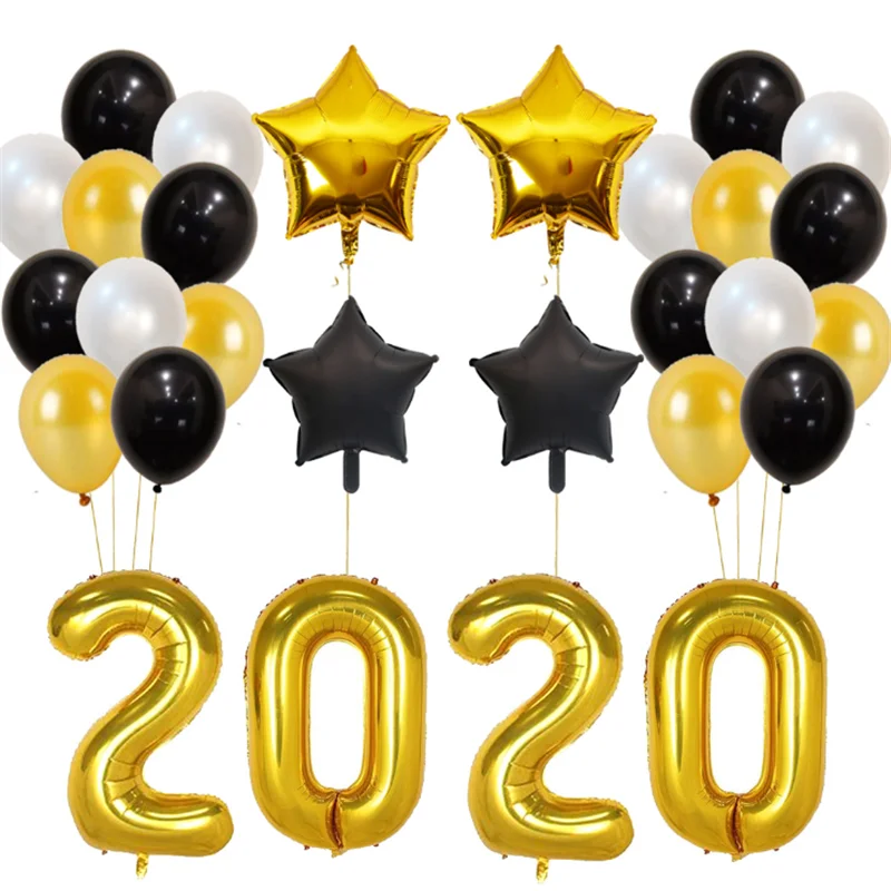 40 inch digital balloon set New Year decorations New Year party family decoration school mall decoration - Цвет: Белый