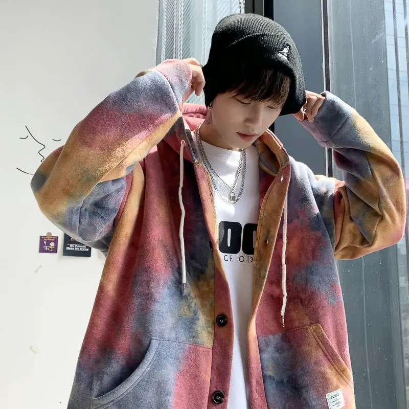 Privathinker Tie-dyed Korean Style Men Hoodies 2020 Autumn Fashion Men's Hooded Outerwear New Colorful Male Sweatshirts Clothing