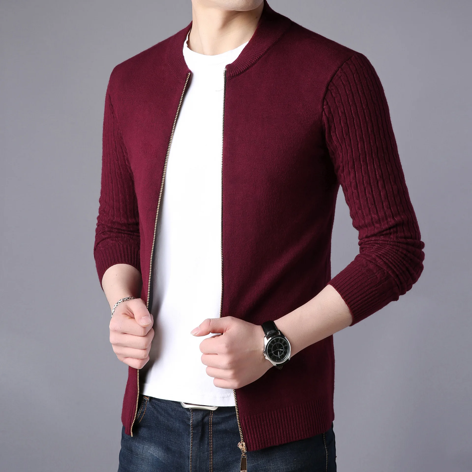 Mejor Compra Suéter de otoño-invierno para hombre, chaqueta masculina de Color sólido, de punto cálido, cárdigans, ropa de hombre, 2020 DdG3bLAXp