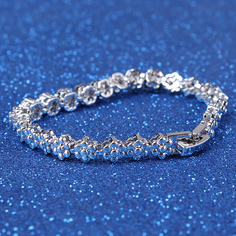 new arrived Beautiful bracelet noble flower chain fashion Wedding Party Silver cute lady nice women bracelet jewelry