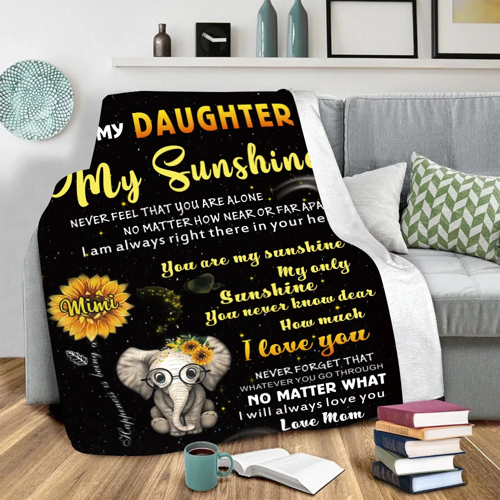 

My Daughter My Sunshine 3D Printed Plush Fleece Blanket Adult Home Office Washable Casual Kids Sherpa Blanket