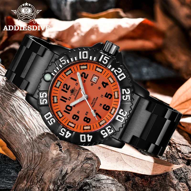 ADDIESDIVE Orologio Subacqueo Uomo 41mm, Quarzo, Impermeabile 200m, Quadrante Luminoso BGW9, Cinturino Rosso Silicone E Data - 5