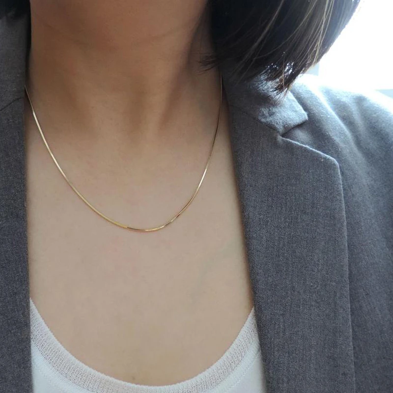 Gold Color Women Snake Chain Necklace 