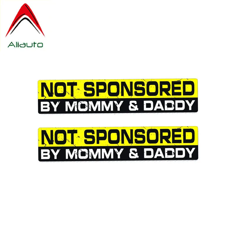 

2 светоотражающих креативных предупреждающих автомобильных наклейки Aliauto, не спонсируемые мамой и папой, автомобильные водонепроницаемые наклейки из ПВХ, 15 см * 3 см