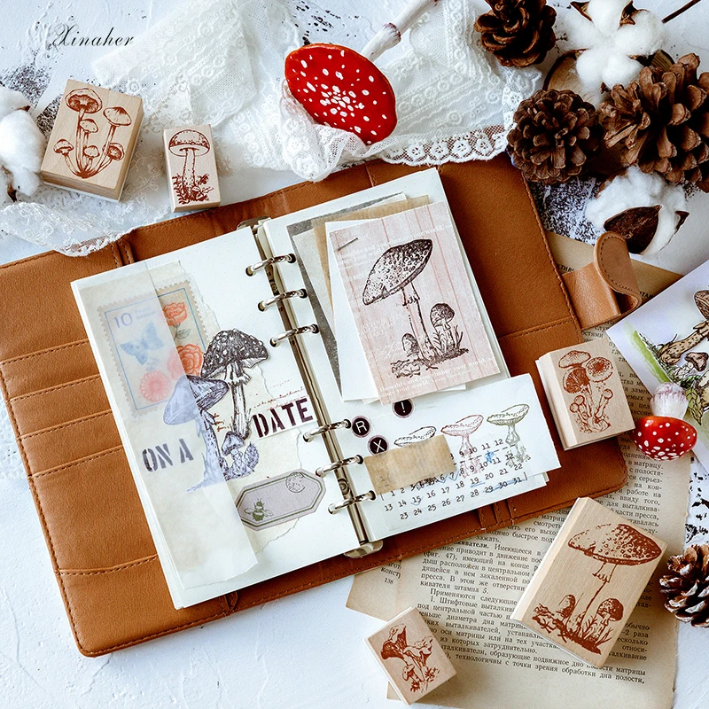 XINAHER винтажный гриб образец штамп DIY деревянные резиновые штампы для scrapbooking канцелярские принадлежности Скрапбукинг Стандартный штамп