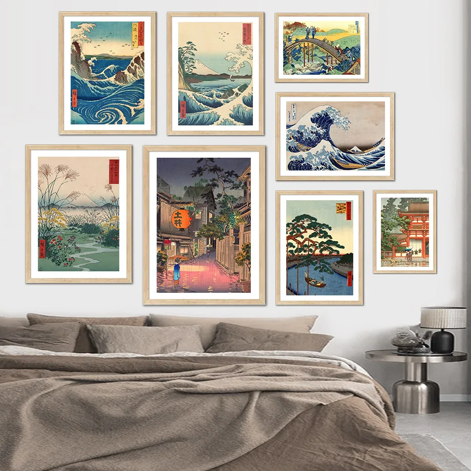 Kanagawa Ukiyoe Mount Fuji волны винтажная настенная живопись на холсте скандинавские