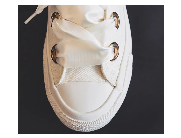 2021 New Canvas Shoes Versatile Laces Light Color Solid Color Cute Trend Casual Flat Bottom Low Top Women's Vulcanized Shoes