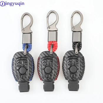 

jingyuqin For Mercedes Benz A B R G Class Glk Gla W204 W251 W463 W176 Carbon Fiber Key Case Protective Shell