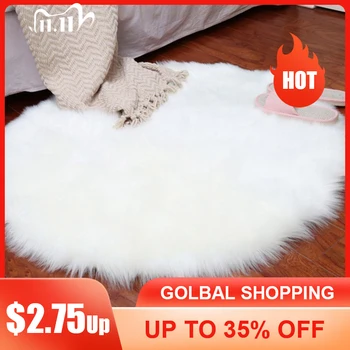 

30*30CM Fluffy Soft Round Rug Living Room Small Warm Round Area Plush Carpets Faux Fur Rugs For Bedroom Sheepskin Mat Decor