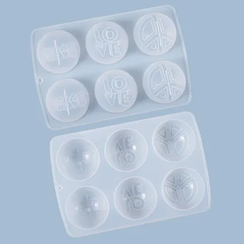 

Diy Crystal Glue Mold Round Letter 6 Grid Cake Table Decoration Creative Mirror Silicone Mold