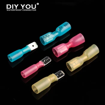 

Heat Shrink Butt Insulated Terminals Kit Electrical Cable Spade Crimp Terminals Heat Shrink Male Female Docking Wire Connectors