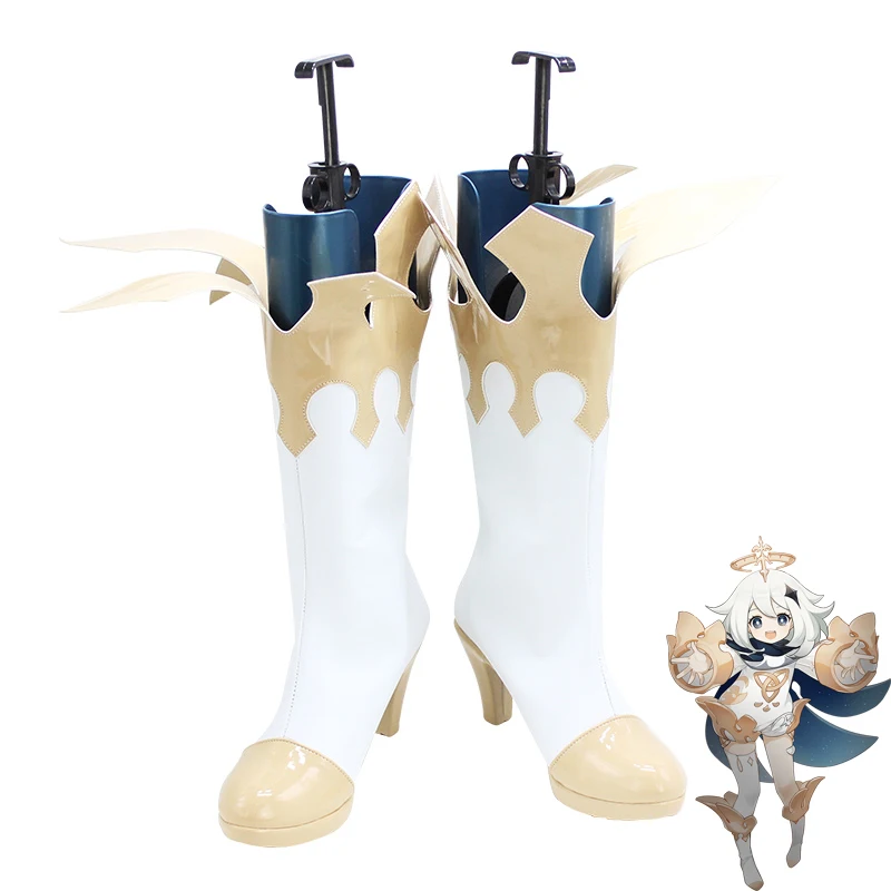 

New Genshin Impact Cosplay Shoes Genshin Impact Paimon Cosplay Boots Carnival Halloween Women Shoes Size 35-48