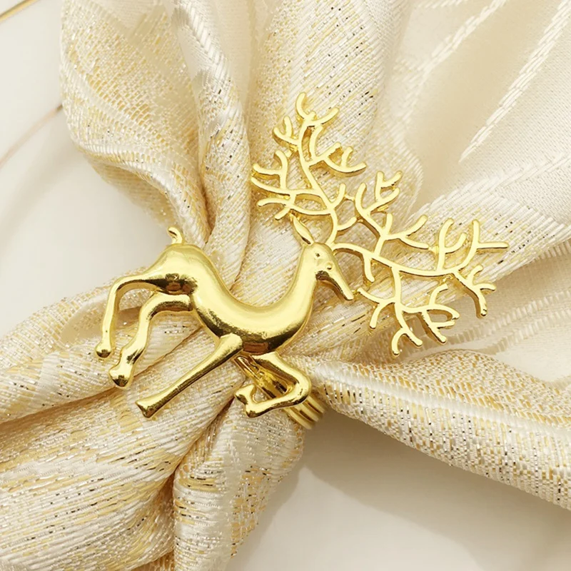 6 Pcs Deer Napkin Rings,Napkin Ring for Christmas,Holiday Parties, Dinner Parties,Dining Table Decoration Supplies
