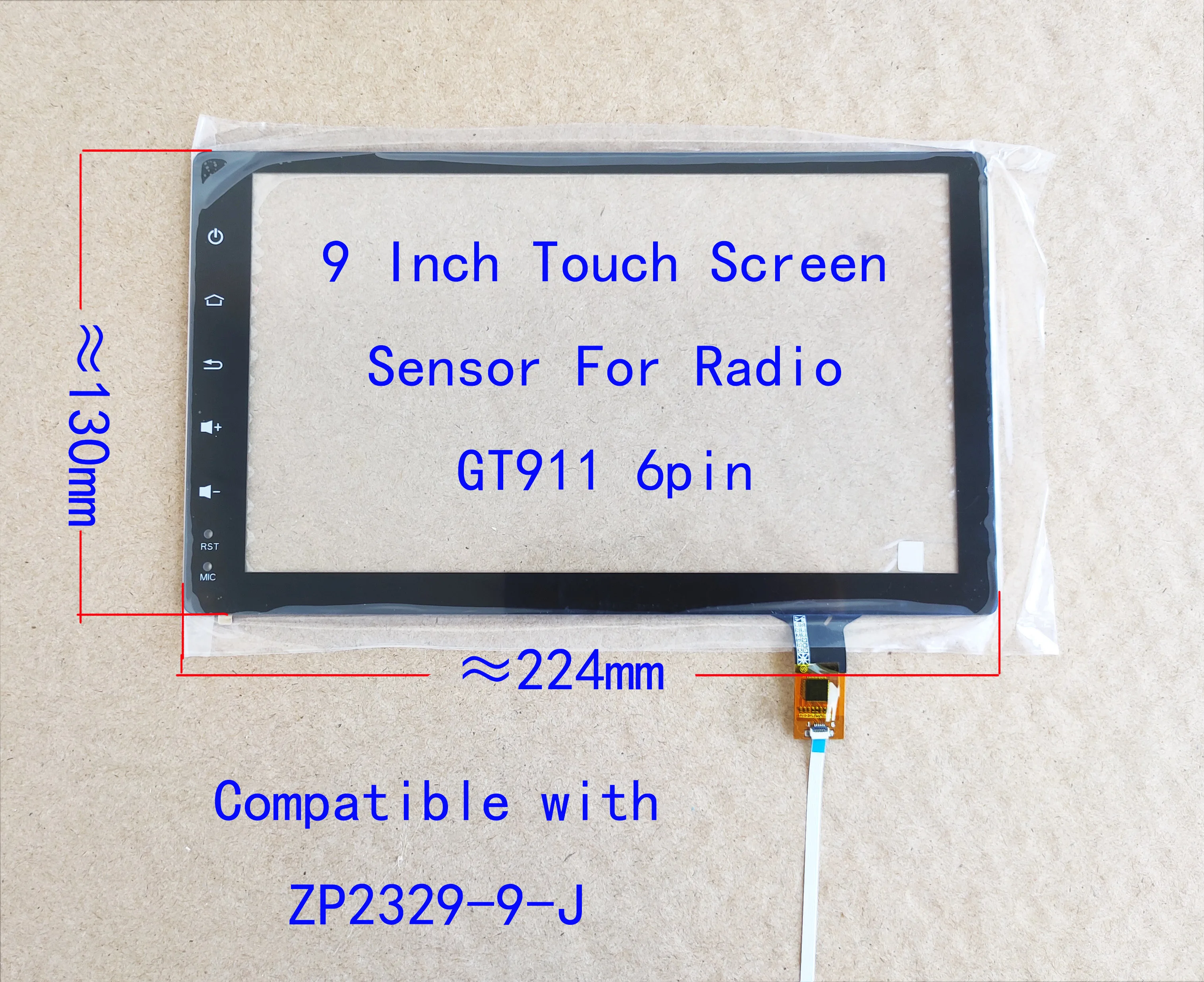 

9 inch Touch Screen Sensor Digitizer For Radio Carplay Hand Writer Panel ZP2329-9-J For BMW E39 E53 X5 BENZ GT911 6pin 224*130mm