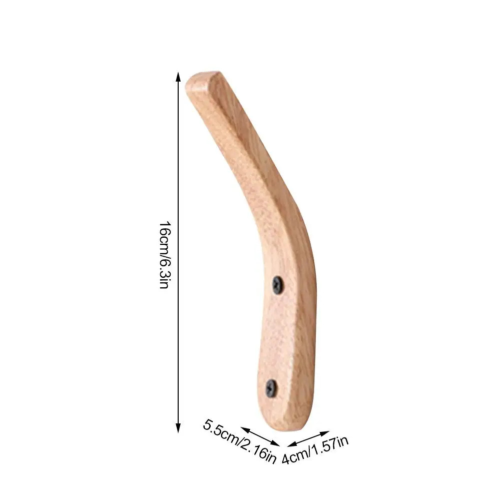 1pc Natural Wood Clothes Hanger Wall Mounted Coat Hook Decorative Key Holder Hat Scarf Handbag Storage Hanger Bathroom Rack 6
