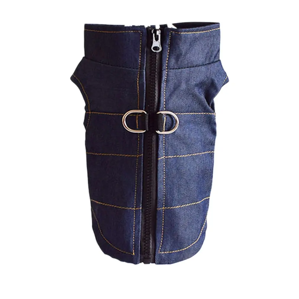 Summer Pet Dog Costume Denim Vest Sleeveless Soft Comfortable Fashion Shirt Loose Casual Cute Dog Clothes Deep Blue S