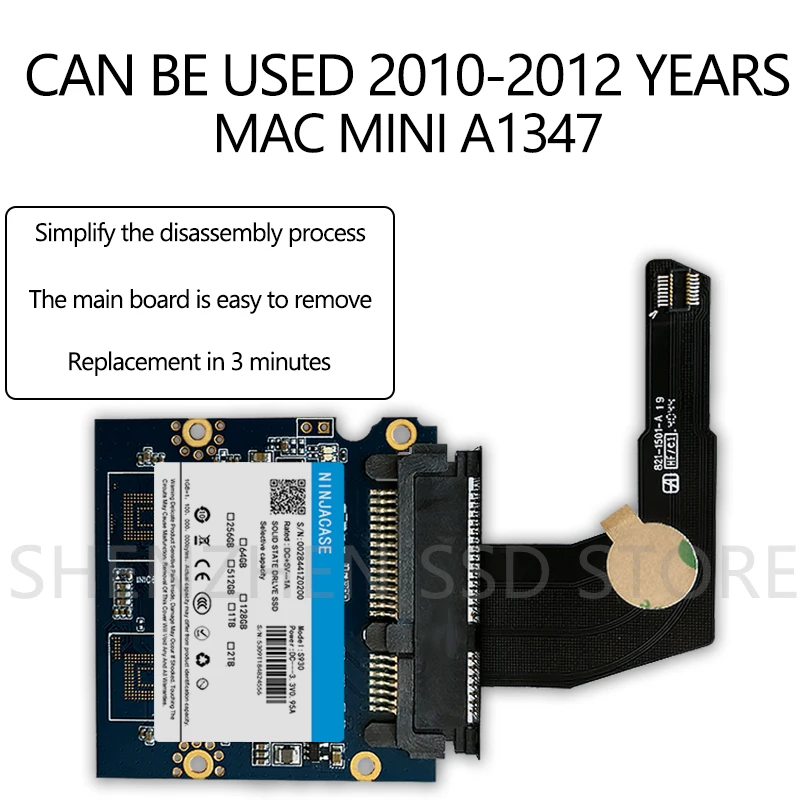 New 128GB - 2TB SSD for Mac 2012 Mini A1347 with converter plus tool Add a second SSD and hard disk cable MD387 MD388 MC815 816-0