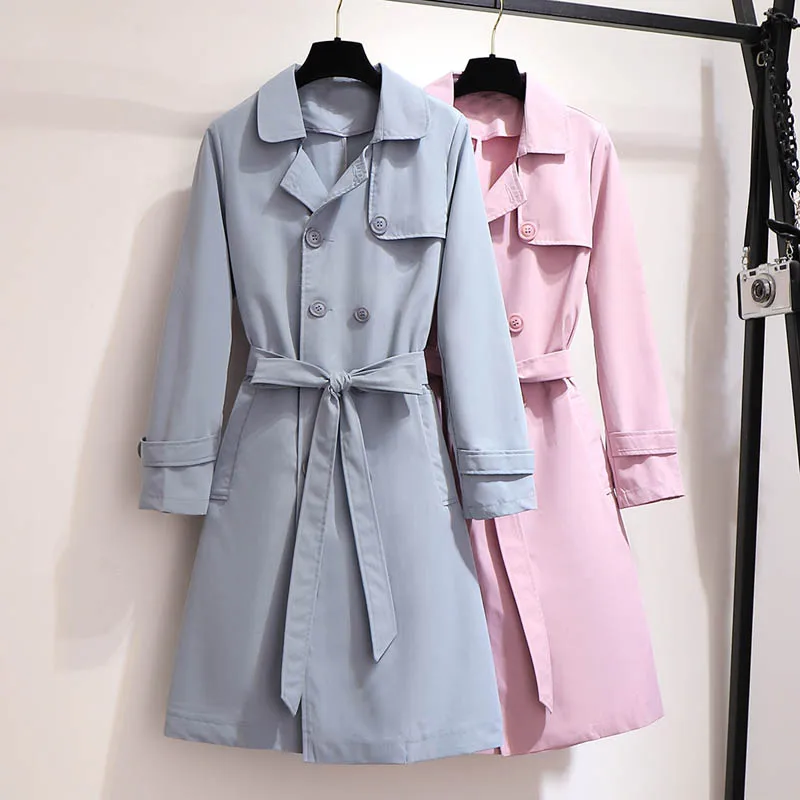 Gabardina de otoño para mujer, abrigo de talla grande, busto, 150cm, 5XL, 6XL, 7XL, 8XL, 9XL, color rosa y azul