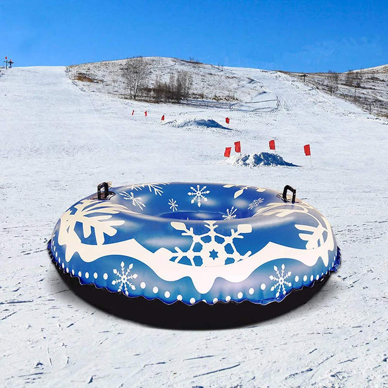 Winter Inflatable Floated Skiing Ring With Handle Pvc Snow Sled Tire Tube Kid Ski Pad Outdoor Sports Accessories