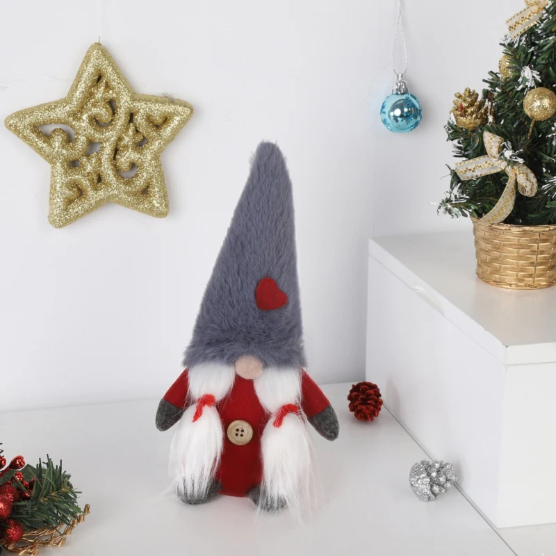 

8Inch Plush Gnome Doll Ornaments Swedish Christmas Santa With Tied Beard Nordic Elf Figurine Home Christmas Decoration H1 .x x
