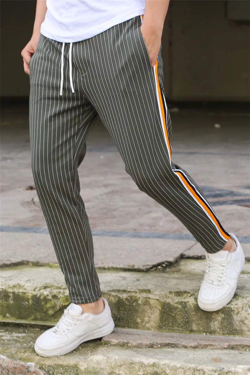 

Track and field Men 2020 New hot style Striped Men's knitted Slimming trousers With Contrasting colours